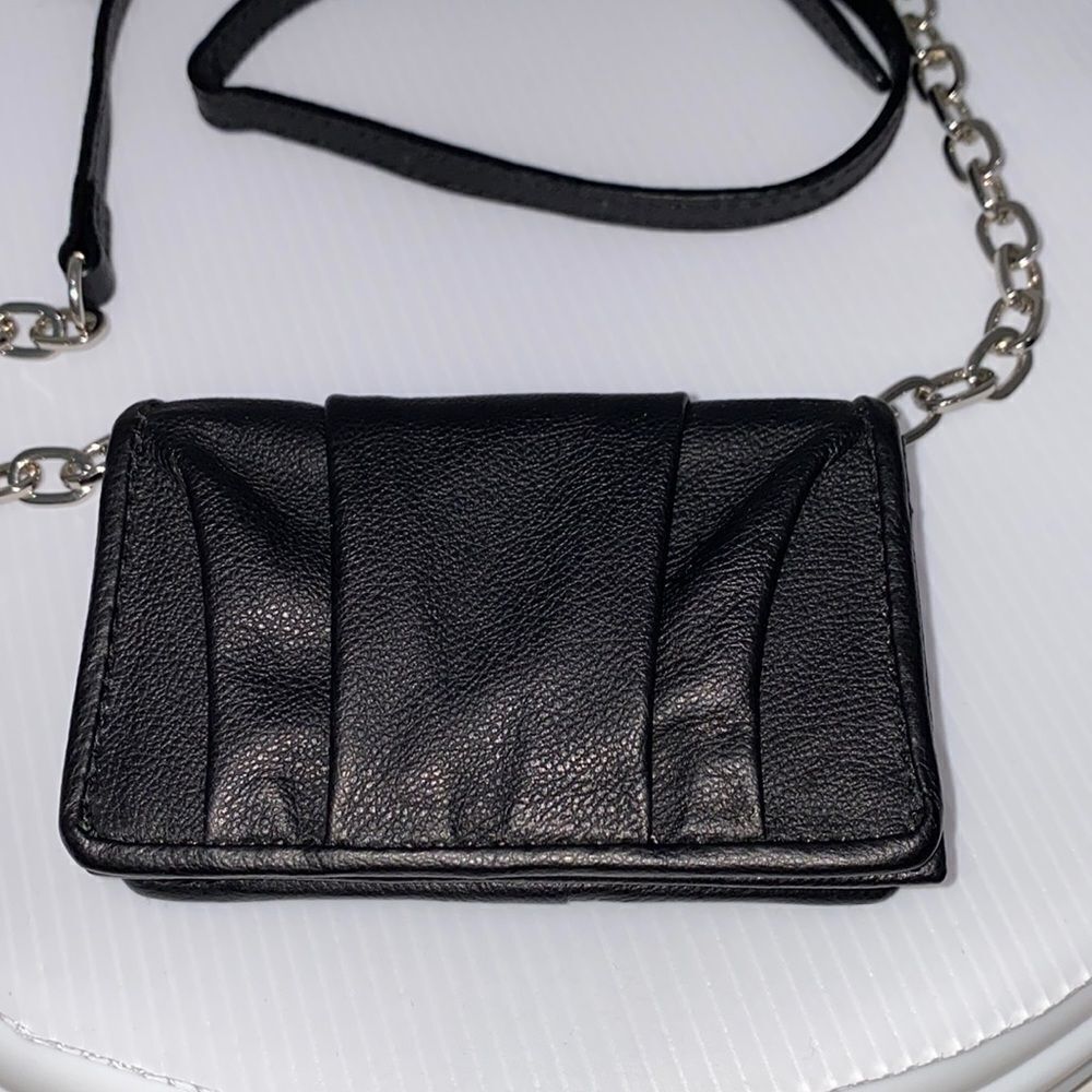 Schutz Black Leather Mini Wallet Crossbody Belt Bag